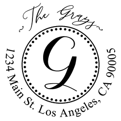 Solid Line and Dot Border Letter G Monogram Stamp Sample